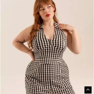 Torrid Size 20 Retro Chic Black and White Gingham Halter Romper